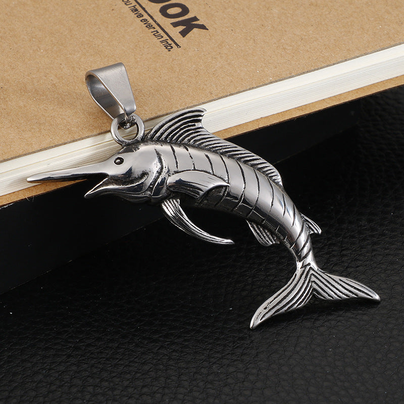 Punk Tuna Stainless Steel Pendant with Animal Charm