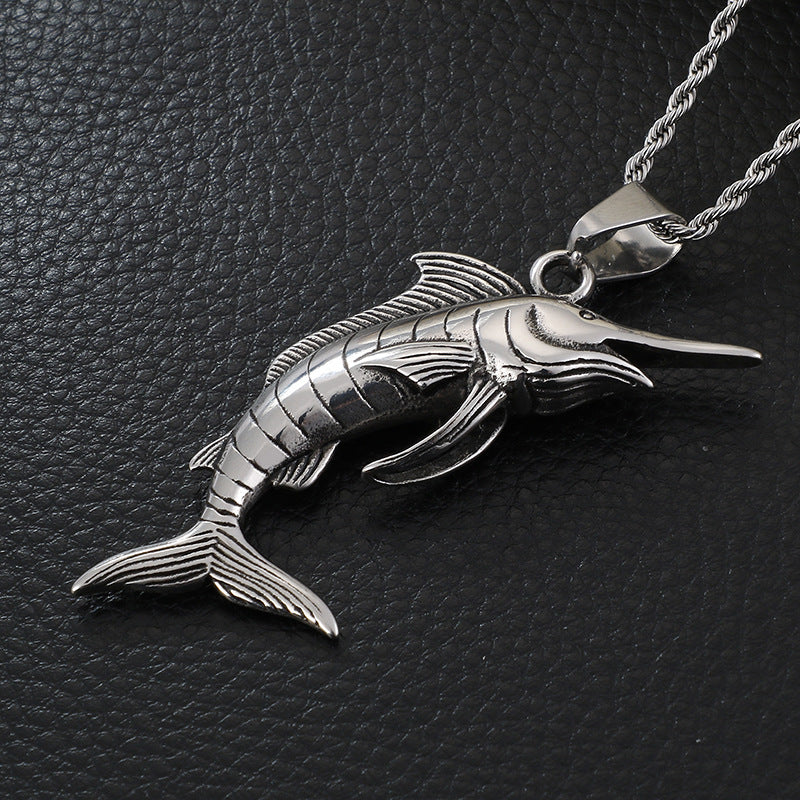 Punk Tuna Stainless Steel Pendant with Animal Charm