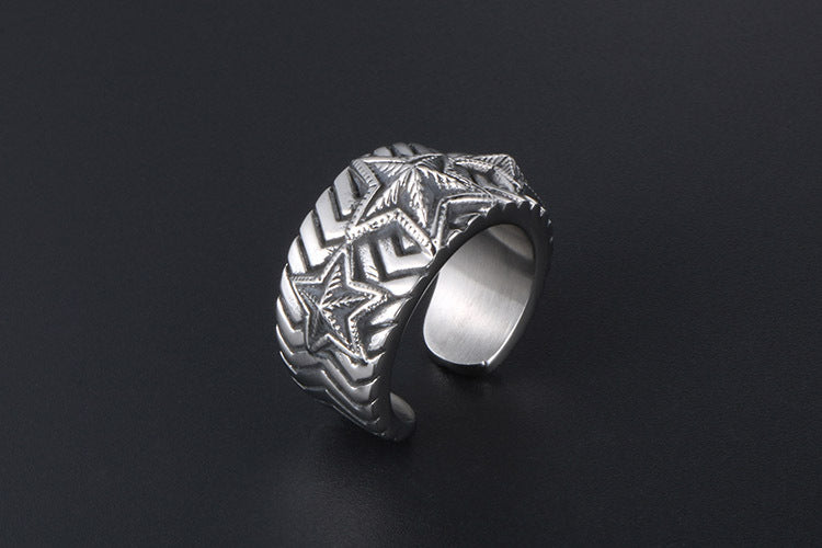 Stainless Steel Pentagram Ring For Men Personalized Retro