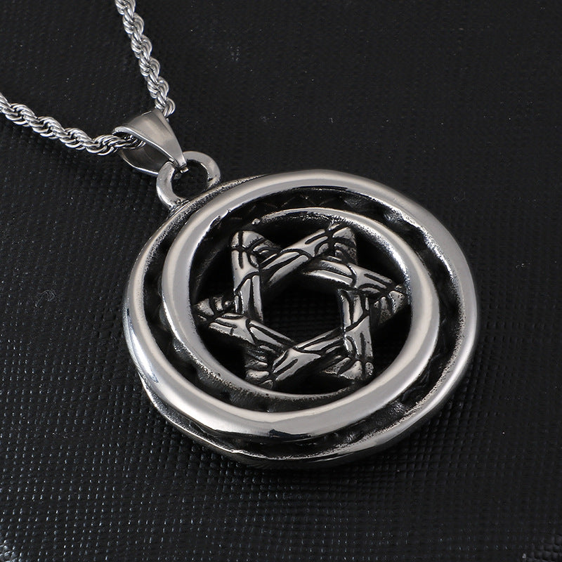 Hexagram Punk Pendant - Stainless Steel Casting Necklace for Men