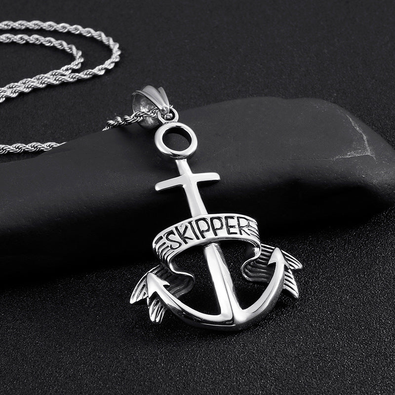 Titanium Steel Anchor Cross Pendant for Men - Planderful Collection