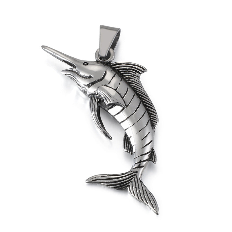 Punk Tuna Stainless Steel Pendant with Animal Charm