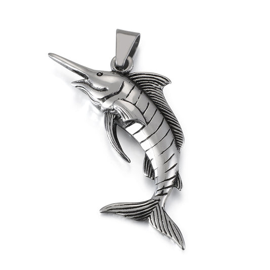 Punk Tuna Stainless Steel Pendant with Animal Charm