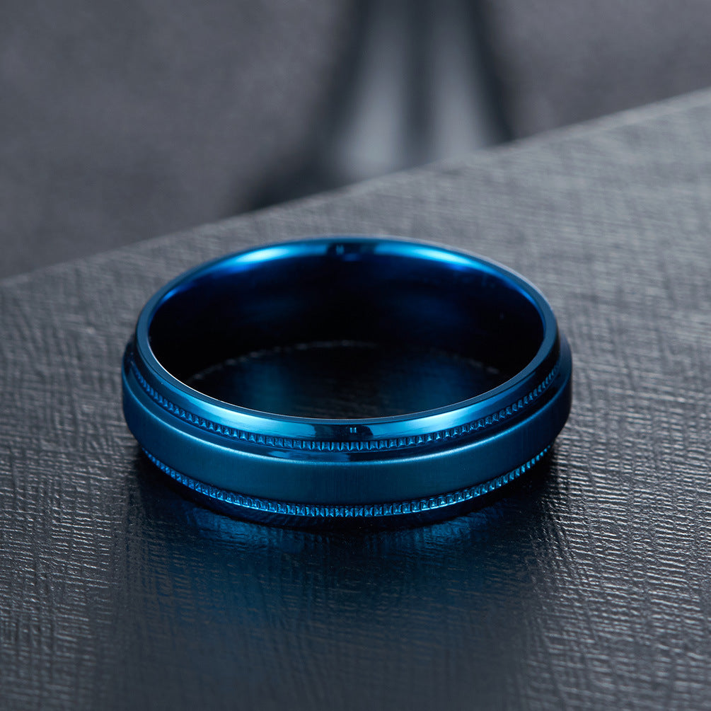 Pure Titanium Brushed Matte Black Trendy Masculinity Ring