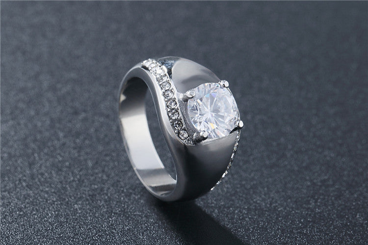 European and American Fashion Wedding Rings with Zircon and Titanium Steel