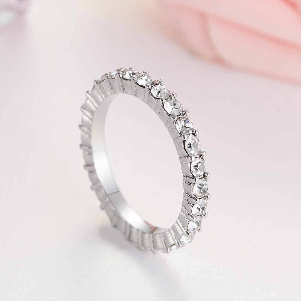 Rose Gold Surrounded By Zircon Stainless Steel Women's Ring – Women's Elegant