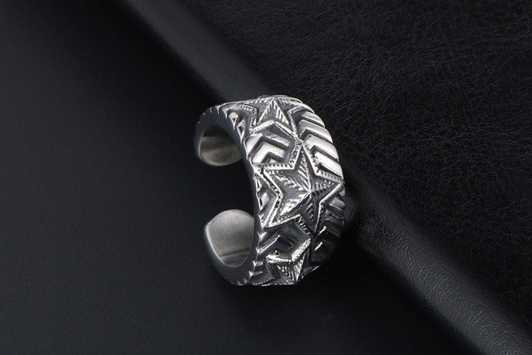 Stainless Steel Pentagram Ring For Men Personalized Retro