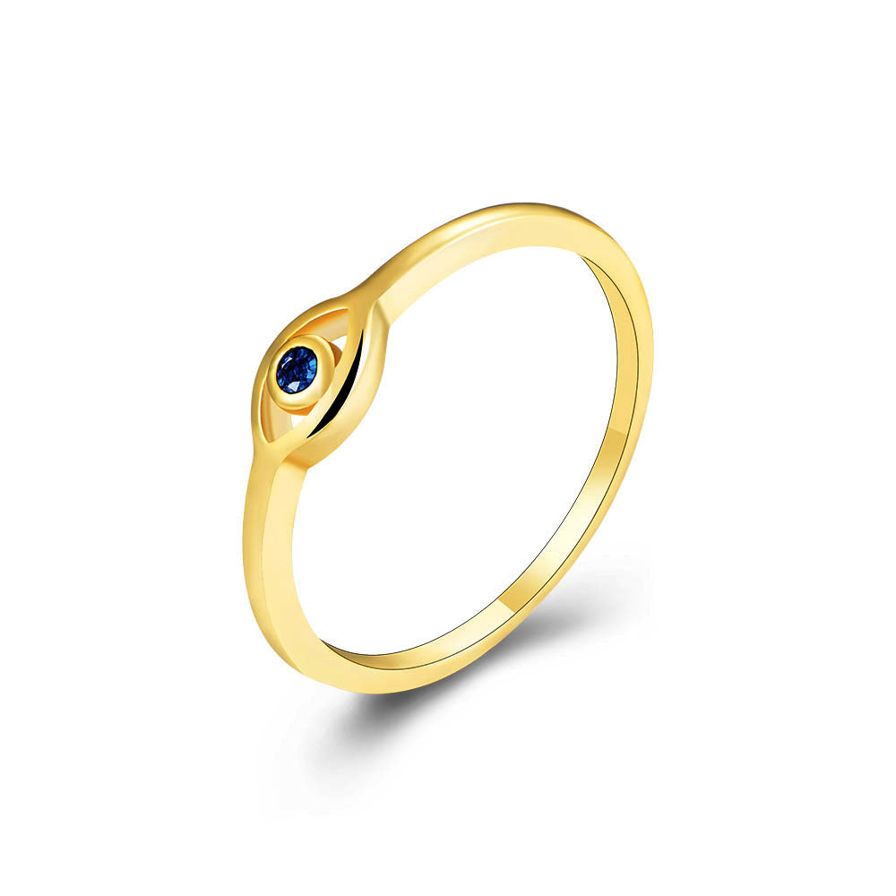 S925 Sterling Silver Devil's Eye Ring Retro Gold-Plated Blue Zircon Eye Ring