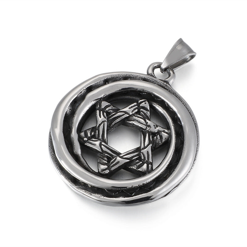 Hexagram Punk Pendant - Stainless Steel Casting Necklace for Men