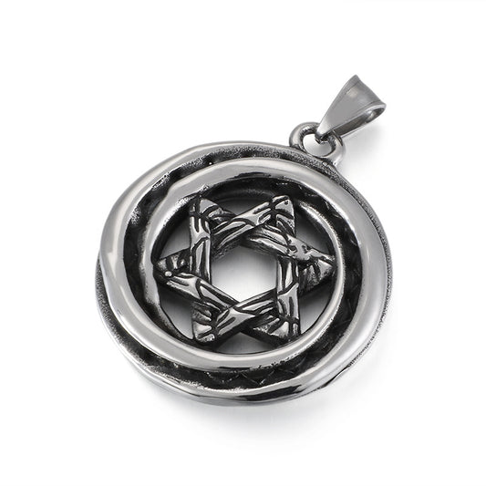 Hexagram Punk Pendant - Stainless Steel Casting Necklace for Men