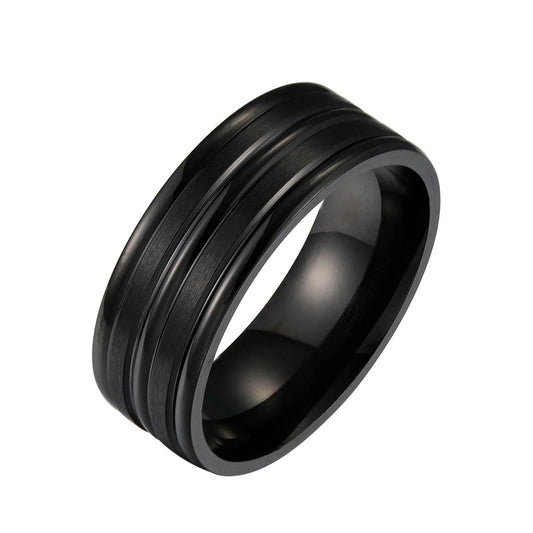 8mm Stainless Steel Frosted Men's Rings - Minimalist Fashion Jewelry for Men