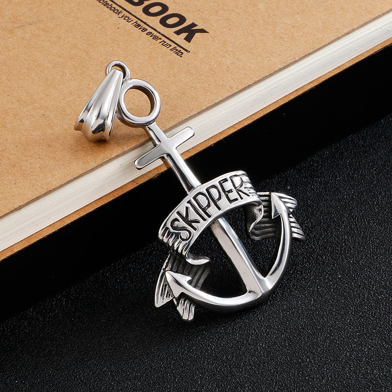 Titanium Steel Anchor Cross Pendant for Men - Planderful Collection