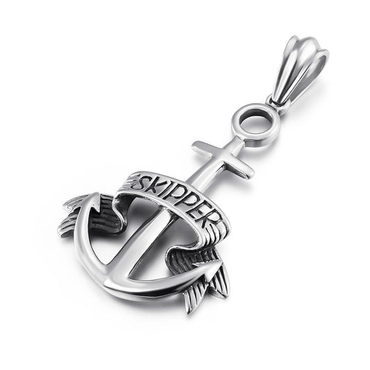 Titanium Steel Anchor Cross Pendant for Men - Planderful Collection