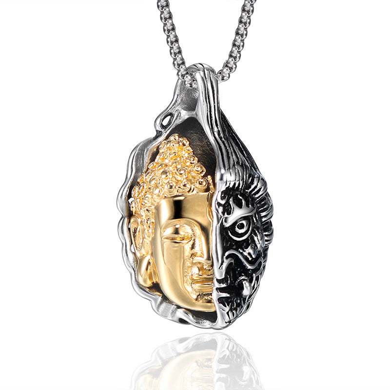 Titanium Steel Buddha-Demon Pendant for Men - Bold Everyday Jewelry by Planderful
