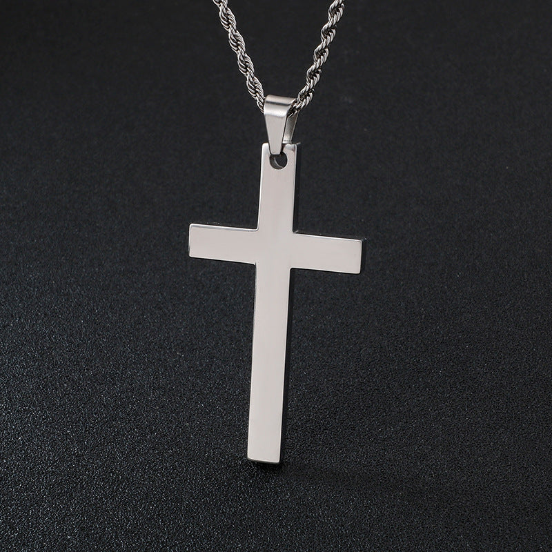 Cross Pendant Necklace for Men, Stainless Steel Simple Design, Online Marketplace Supplier