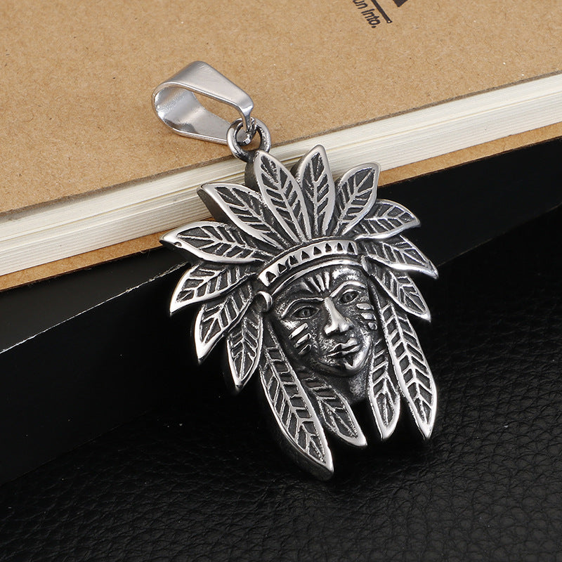 Indian Chief Titanium Steel Pendant - Men's Fashion Statement Piece