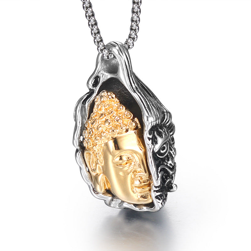 Titanium Steel Buddha-Demon Pendant for Men - Bold Everyday Jewelry by Planderful