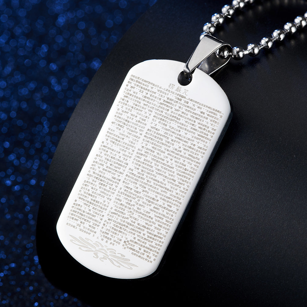 Guochao Shurangama Titanium Steel Pendant Wholesale Necklace