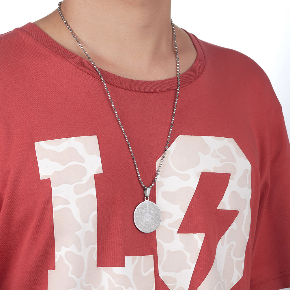 Heart Sutra Micro-Engraved Round Pendant Necklace