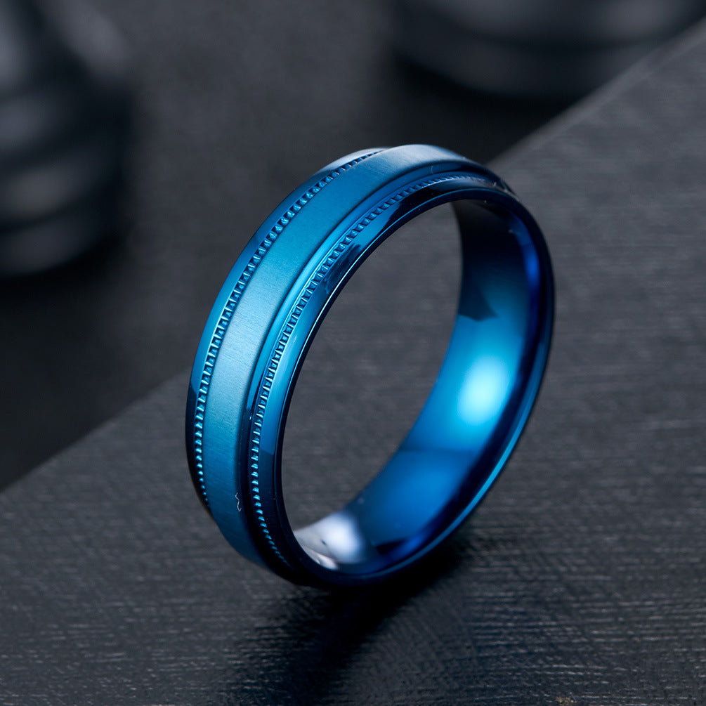 Pure Titanium Brushed Matte Black Trendy Masculinity Ring