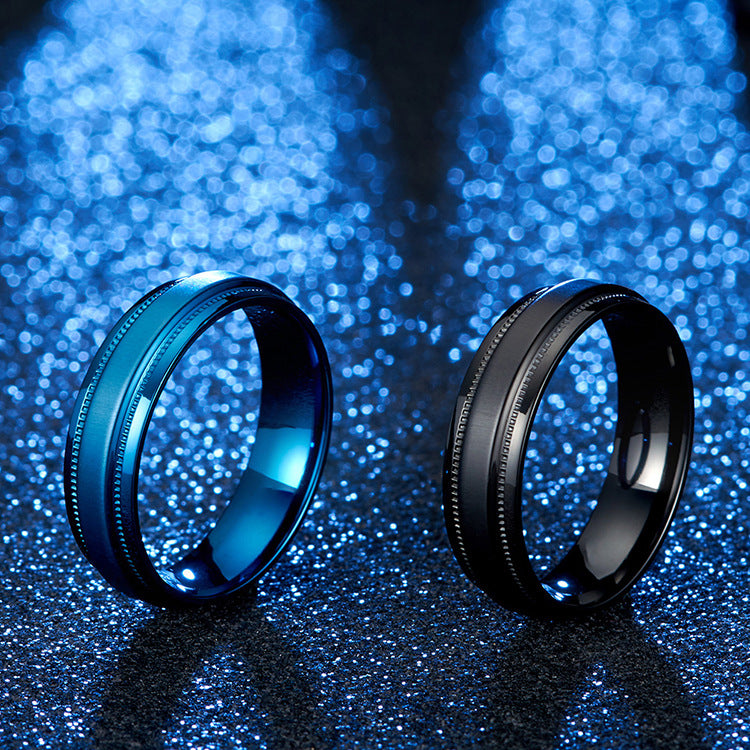 Pure Titanium Brushed Matte Black Trendy Masculinity Ring