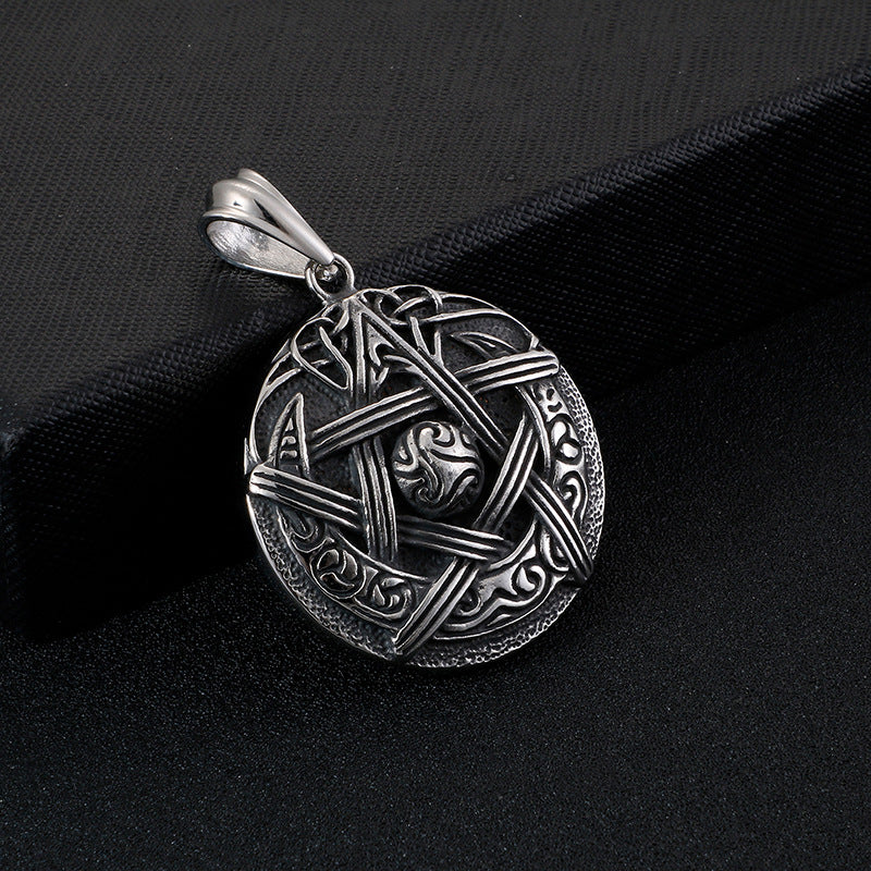 Lucky Pentagram Men's Pendant in Titanium Steel - Retro Korean Style Star Necklace for Men