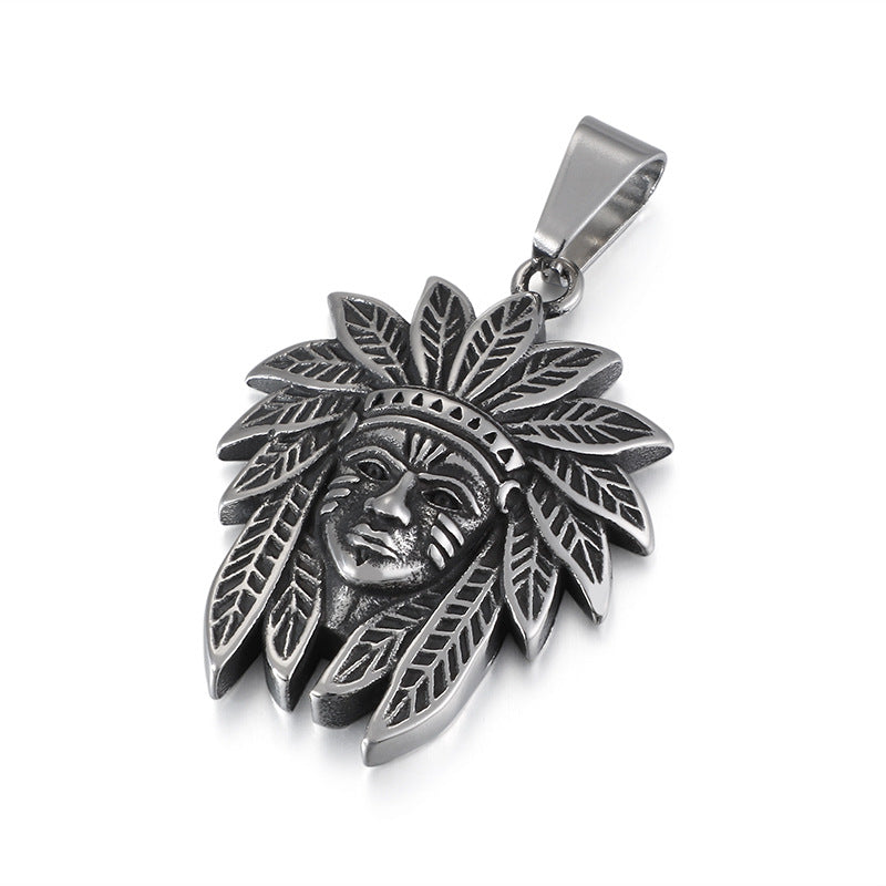 Indian Chief Titanium Steel Pendant - Men's Fashion Statement Piece