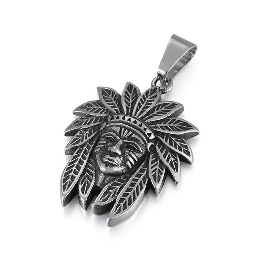 Indian Chief Titanium Steel Pendant - Men's Fashion Statement Piece