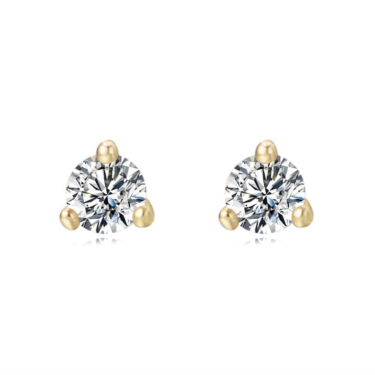 S925 Sterling Silver Three-Claw Round Zircon Stud Earrings Mini Earrings Trinkets