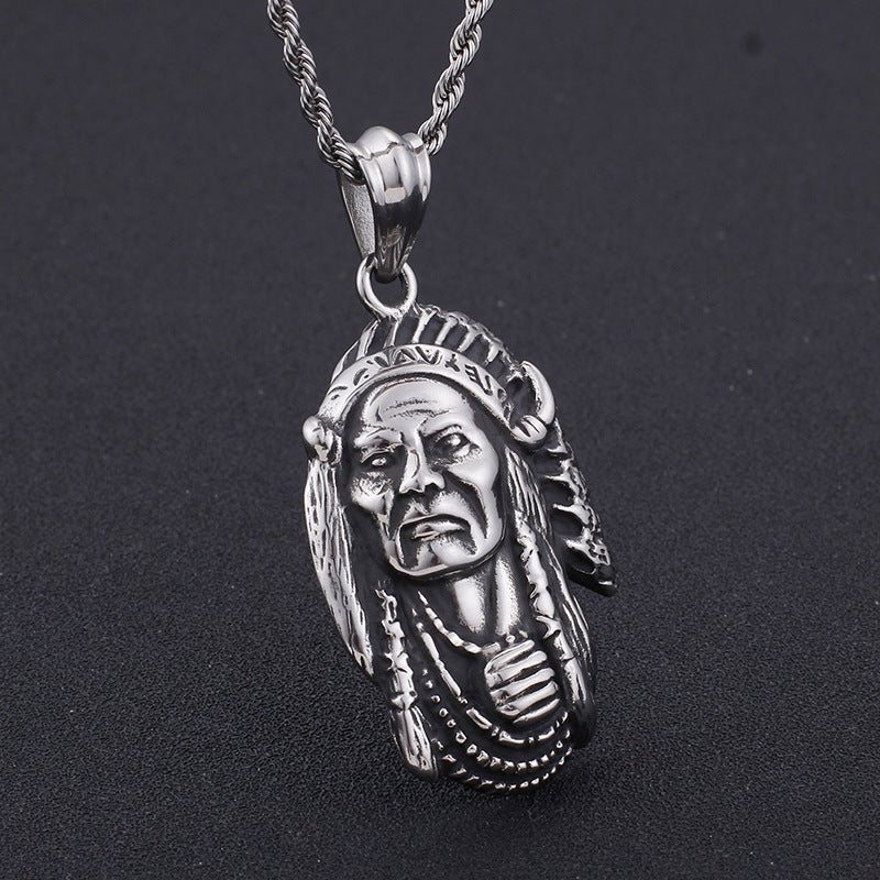 Tribal Legends Pendant Necklaces for Men, Vintage Indian Chief Inspired Ethnic Jewelry