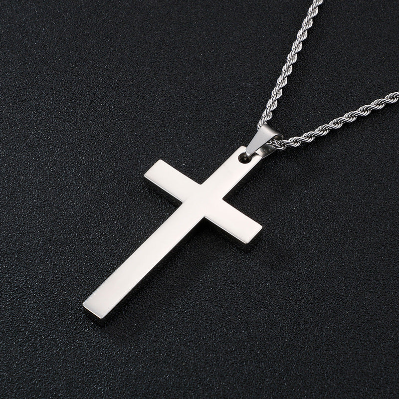 Cross Pendant Necklace for Men, Stainless Steel Simple Design, Online Marketplace Supplier