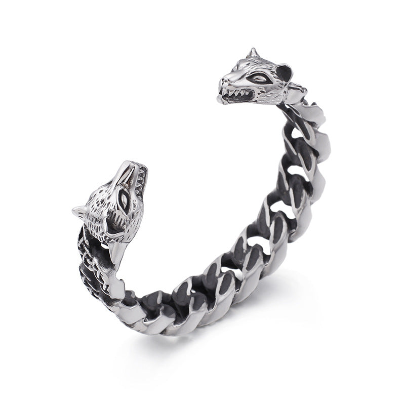 Skull Men's Woven Leather Bracelet – Stainless Steel