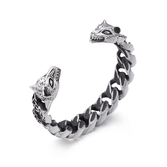 Skull Men's Woven Leather Bracelet – Stainless Steel