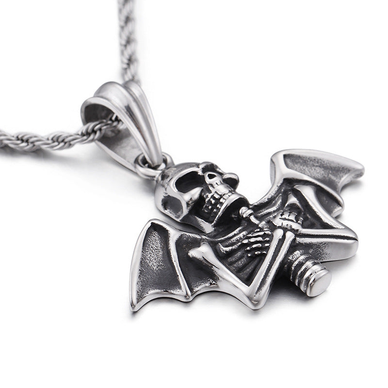 Retro Punk Stainless Steel Skull Pendant for Men by Planderful Collection