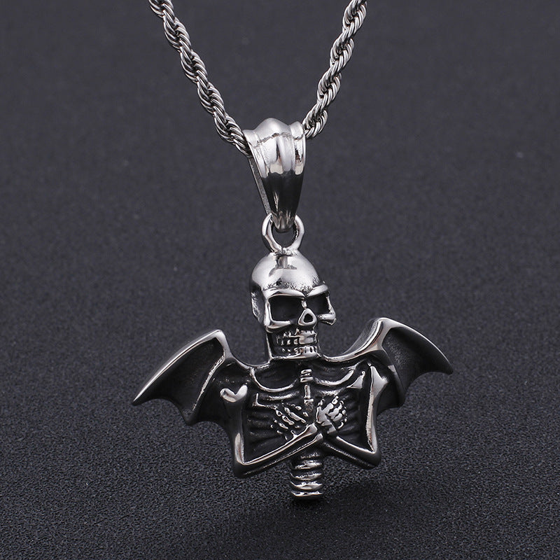 Retro Punk Stainless Steel Skull Pendant for Men by Planderful Collection