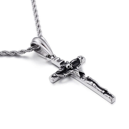 Stylish Stainless Steel Skull Cross Pendant for Men