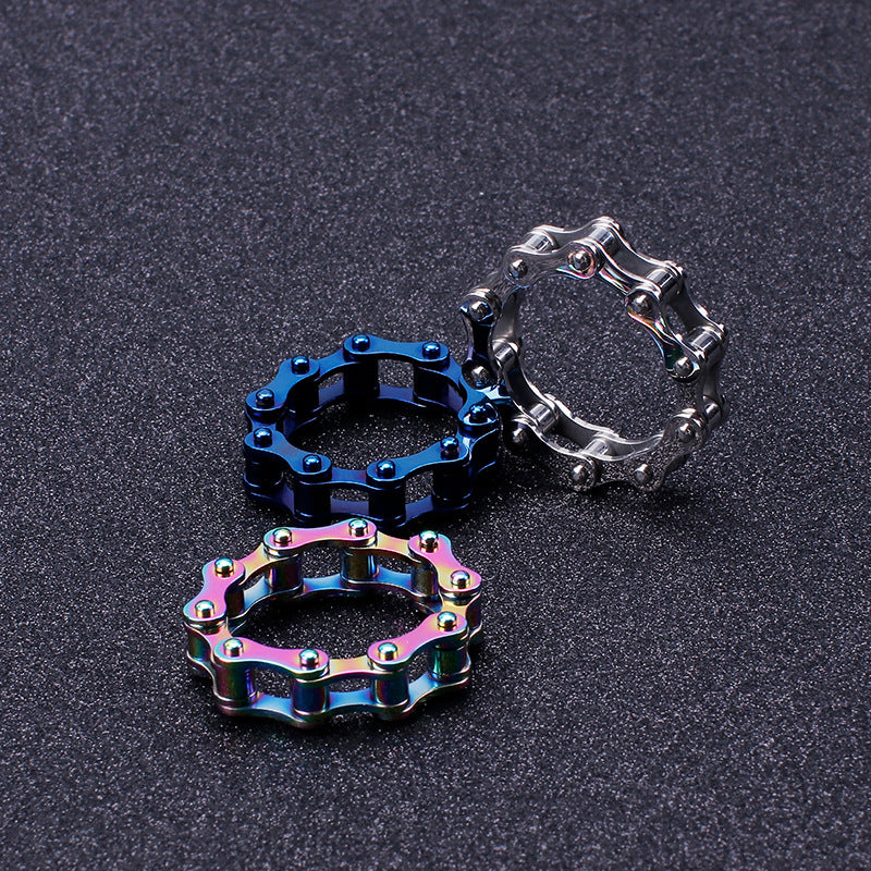 Titanium Steel, Locomotive Men's Chain Ring Stainless Steel
