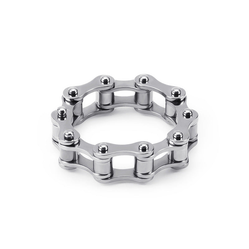 Titanium Steel, Locomotive Men's Chain Ring Stainless Steel
