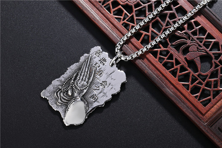 Planderful Prayer Pendant Necklace Titanium Steel Unisex Protection Charm Retro Style For Him