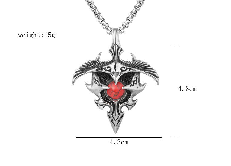 Planderful Gothic Eagle Turquoise Pendant Titanium Steel Unisex Necklace For Men Women Protection Charm