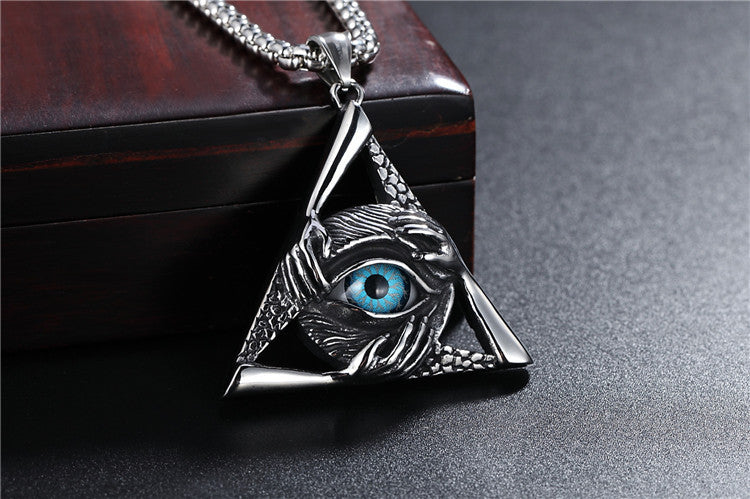 Triangular Eye Masonic Pendant Titanium Steel Unisex Necklace For Men Protection Symbol Planderful