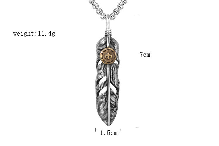 Planderful Titanium Steel Dove Feather Pendant Necklace For Men Unisex Bold Statement Accessory