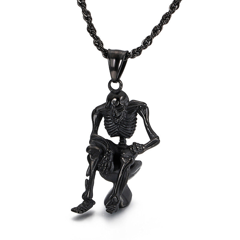 Skull Charm Stainless Steel Pendant for Men with a European Flair