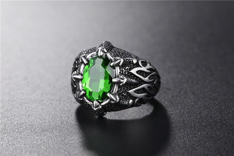 Planderful Dragon Claw Zircon Ring Unisex Steel Titanium Protection Jewelry For Everyday Wear