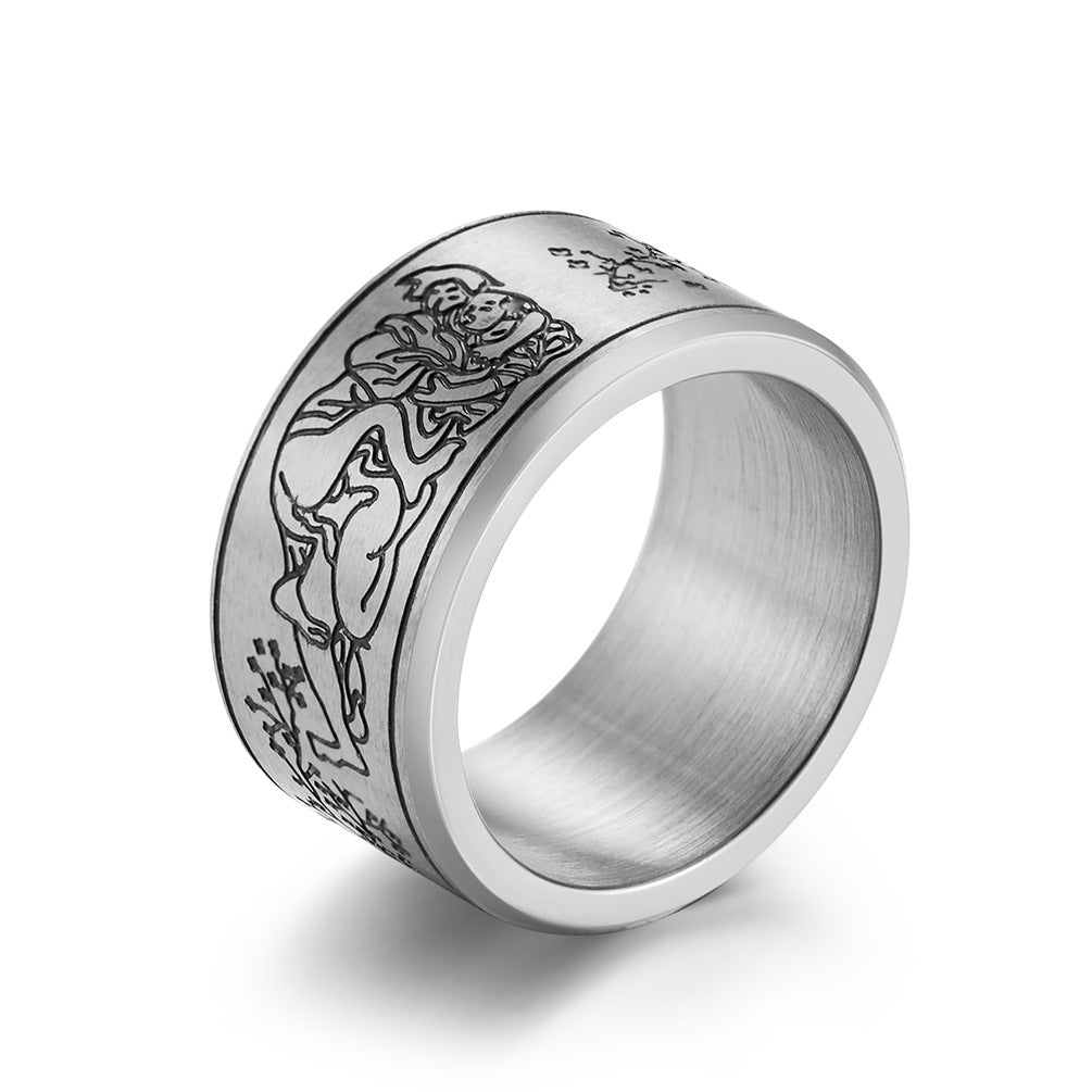Matte Spring Design Stainless Steel Ring