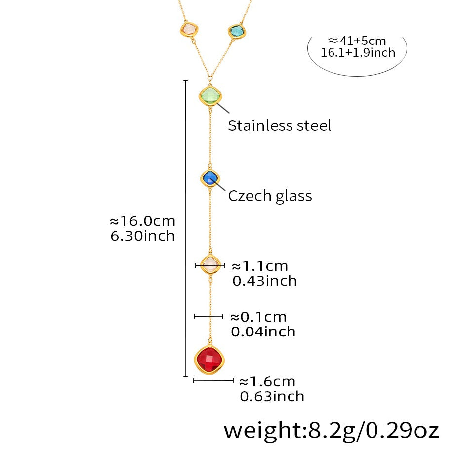 Planderful Clavicle Necklace Glass Tassel Long for Women