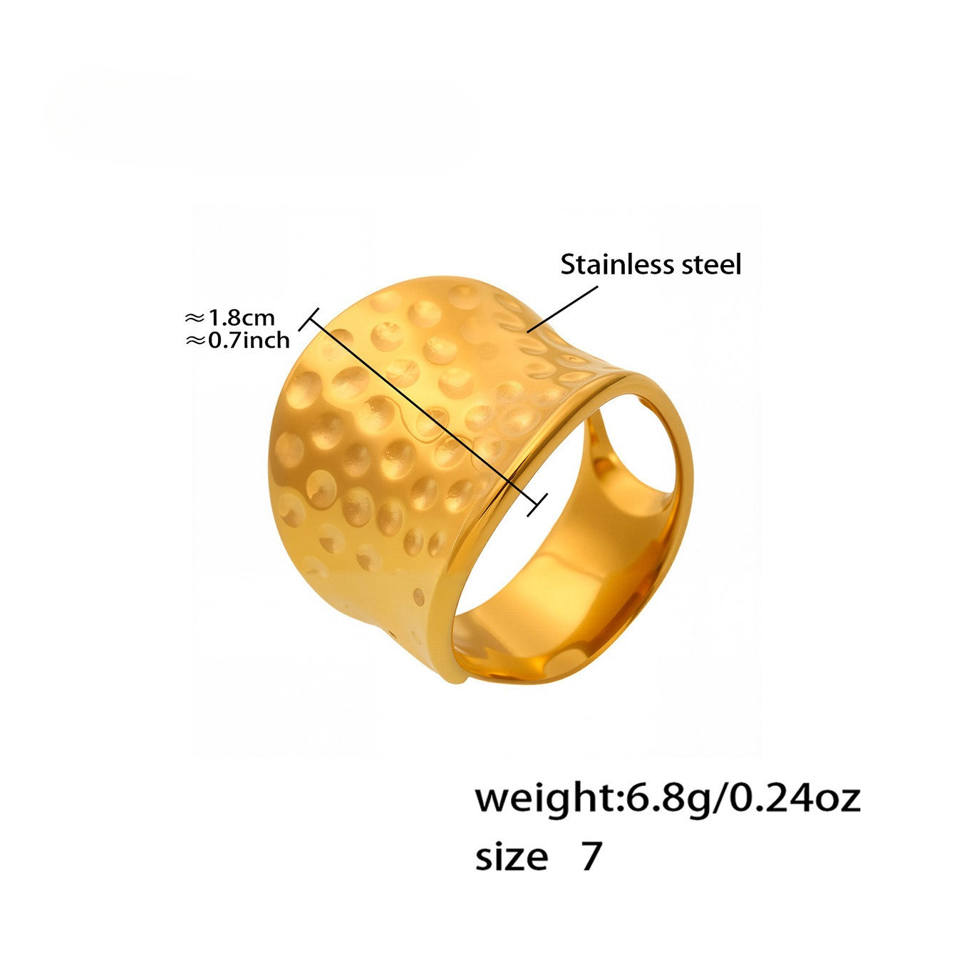 Planderful 18K Gold Plated Wide Face Index Ring Unisex Bold