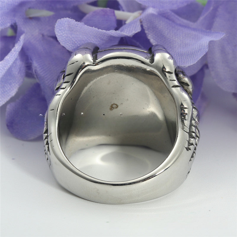 Titanium Steel Retro Dragon Claw Ring with Red Gemstone for Men and Women - Trendy European and American Jewelry