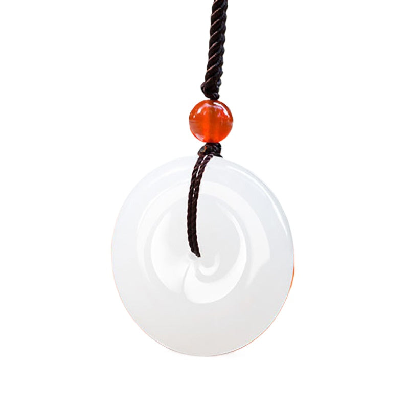 White Golden Silk Jade Peace Buckle Pendant