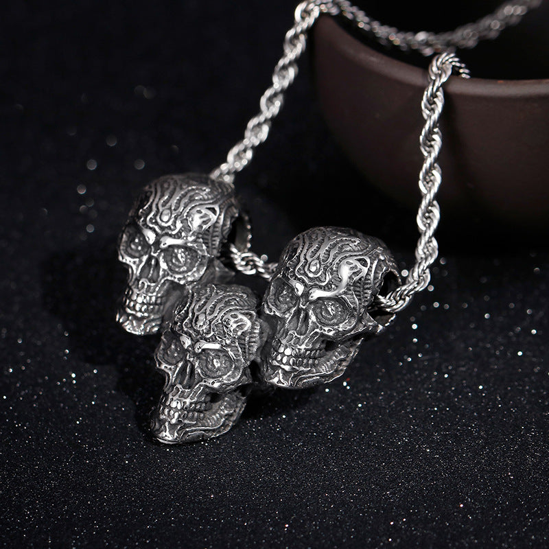 Skull Pendant Necklace with Titanium Steel Chain for Stylish Men